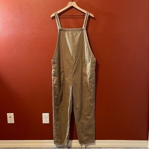 Eileen Fisher Women’s Tan Easy‎ Fit Ankle Length Cotton Hemp Work Overalls Bib